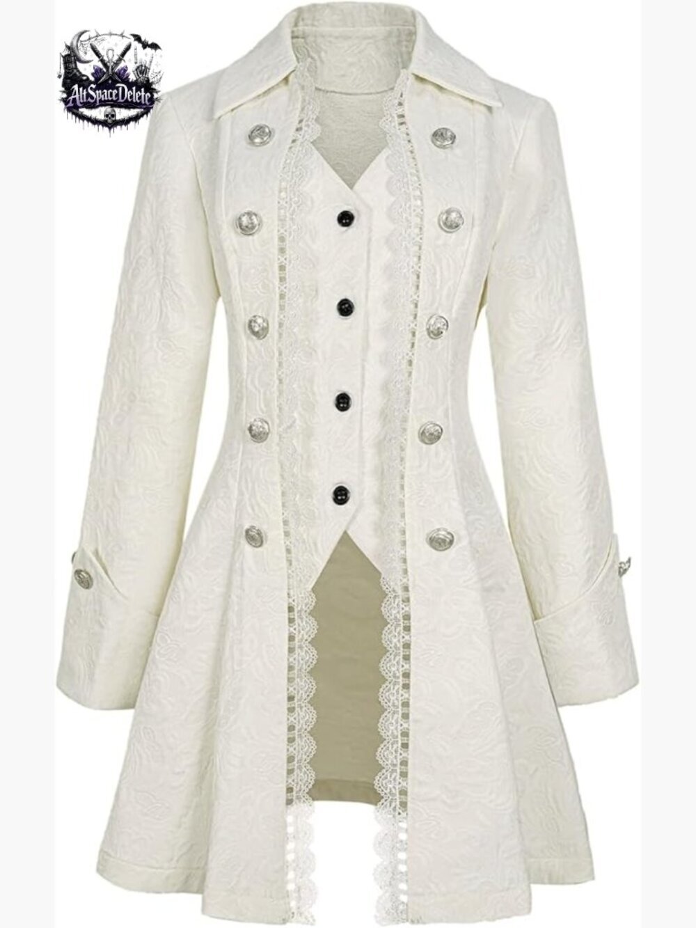 Steampunk Victorian Jacket with Lace Trim, Size Small, Polyester
